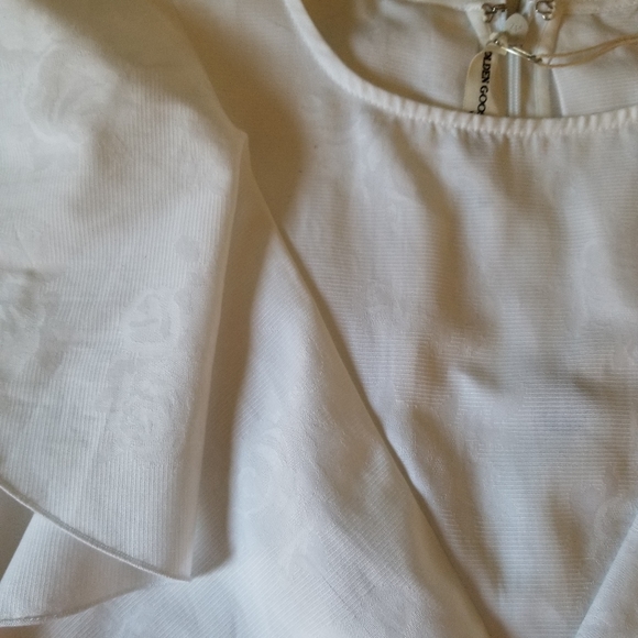 Golden Goose Isabella White Floral Print Jacquard Ruffled Top Size L Lar… - Picture 7 of 14